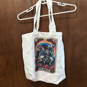 Funny Skull Tarot Card Sarcastic Canvas Tote/Grocery  Bag Women Bags.